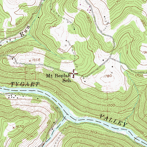 Topographic Map of Mount Beulah School, WV