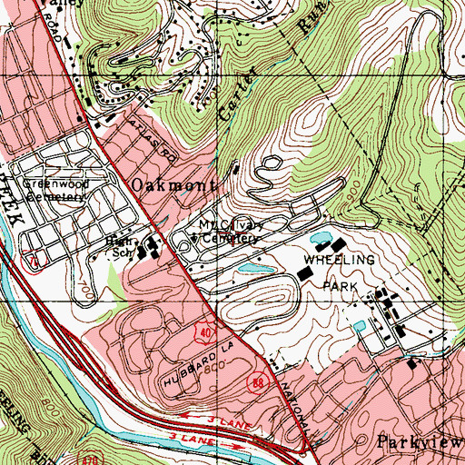 Topographic Map of Mount Calvary Cemetery, WV