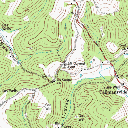 Topographic Map of Mount Carmel Cemetery, WV