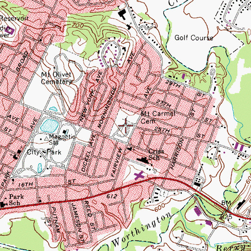 Topographic Map of Mount Carmel Catholic Cemetery, WV