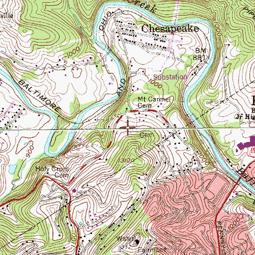 Topographic Map of Mount Carmel Cemetery, WV
