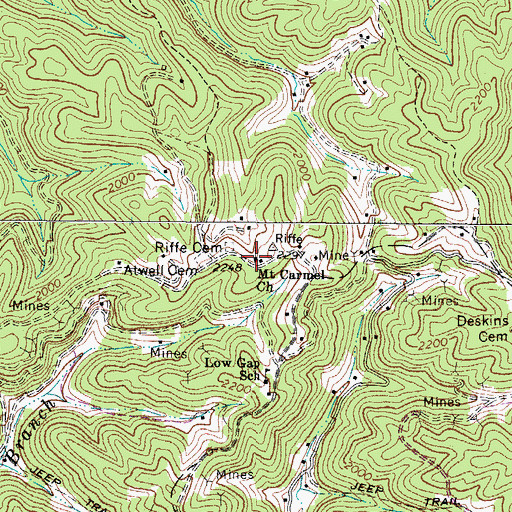 Topographic Map of Mount Carmel Church, WV