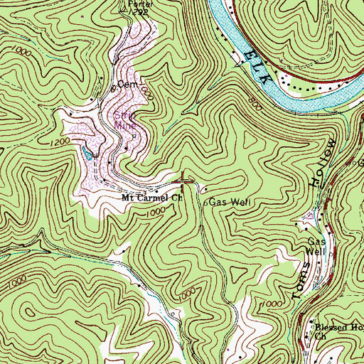 Topographic Map of Mount Carmel Church, WV