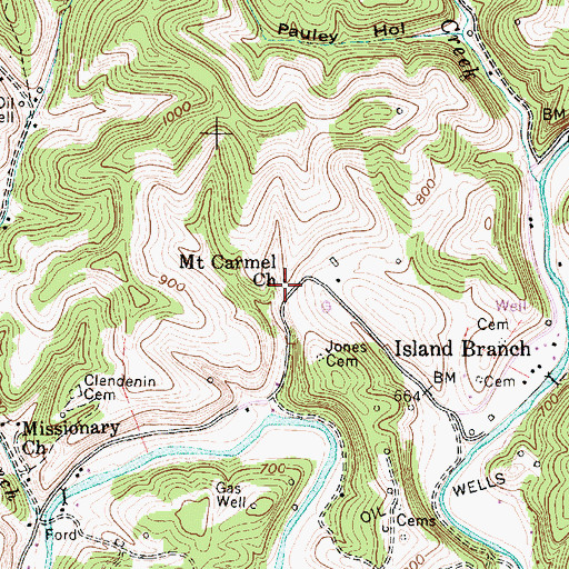Topographic Map of Mount Carmel Church, WV