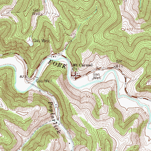 Topographic Map of Mount Carmel Church, WV