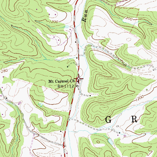 Topographic Map of Mount Carmel Church, WV