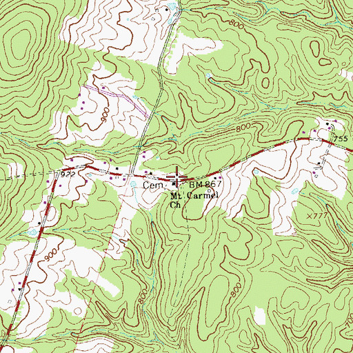 Topographic Map of Mount Carmel Church, WV