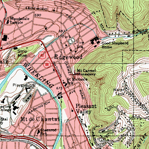 Topographic Map of Mount Carmel Monastery, WV