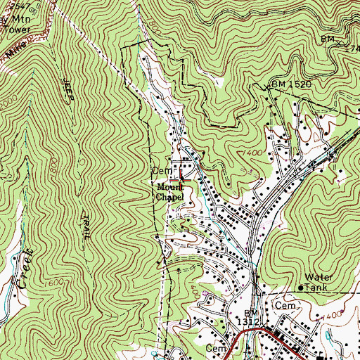 Topographic Map of Mount Chapel, WV