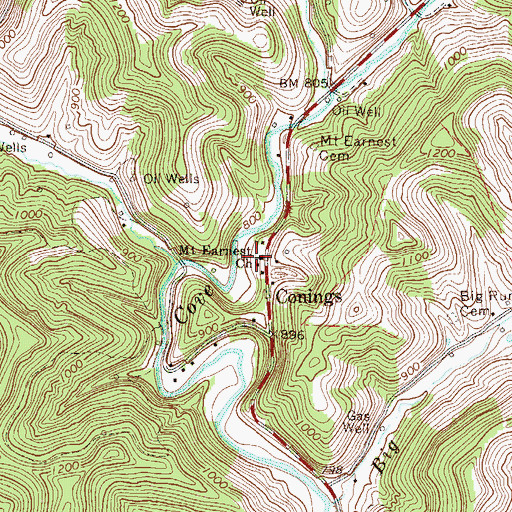 Topographic Map of Mount Earnest Church, WV
