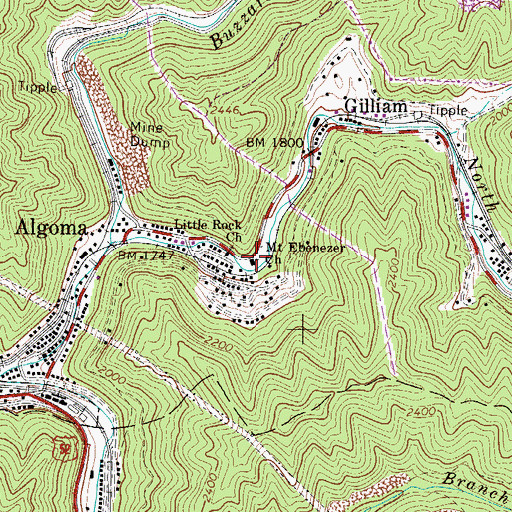 Topographic Map of Mount Ebenezer Church, WV