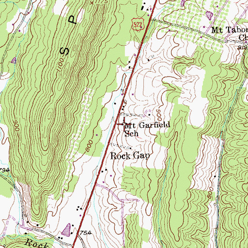 Topographic Map of Mount Garfield School (historical), WV