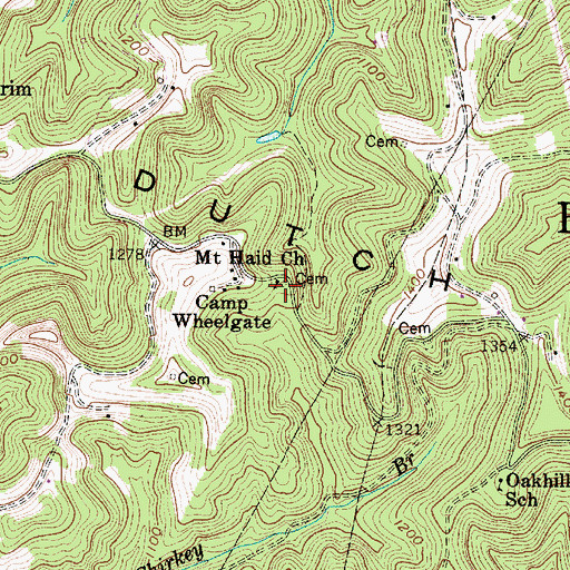 Topographic Map of Mount Haid Church, WV