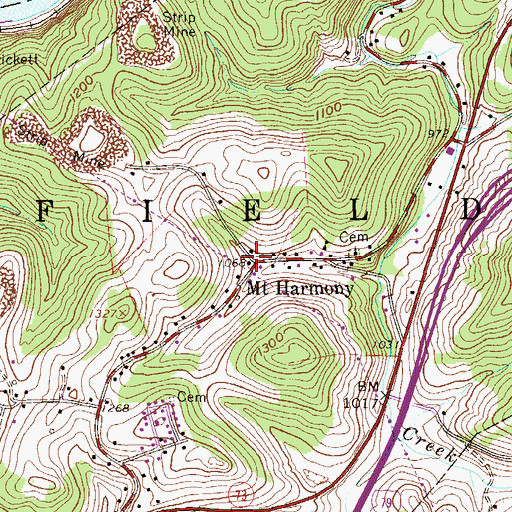 Topographic Map of Mount Harmony, WV