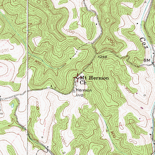 Topographic Map of Mount Hermon Church, WV