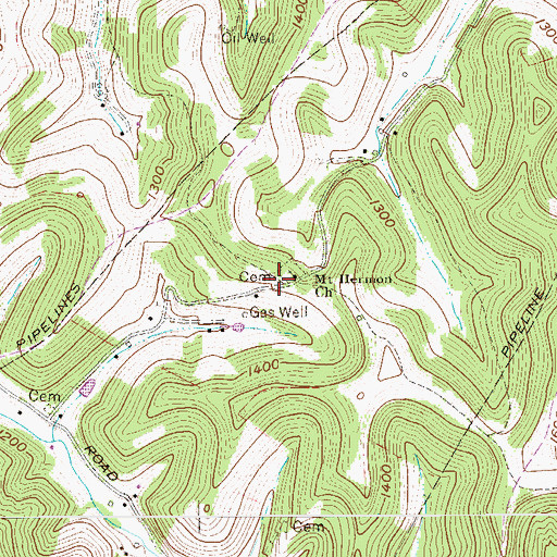 Topographic Map of Mount Hermon Church, WV