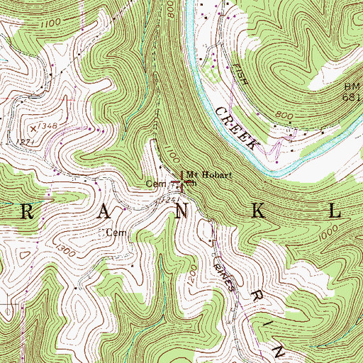 Topographic Map of Mount Hobart Church, WV