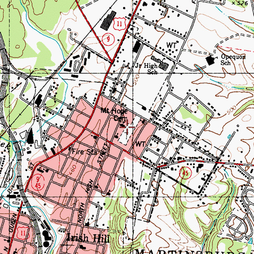 Topographic Map of Mount Hope Cemetery, WV