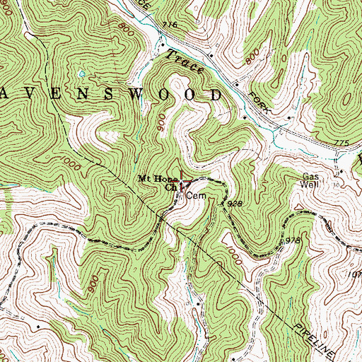 Topographic Map of Mount Hope Church, WV