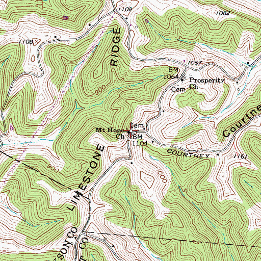 Topographic Map of Mount Hope United Methodist Church, WV