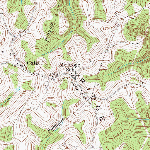 Topographic Map of Mount Hope School (historical), WV