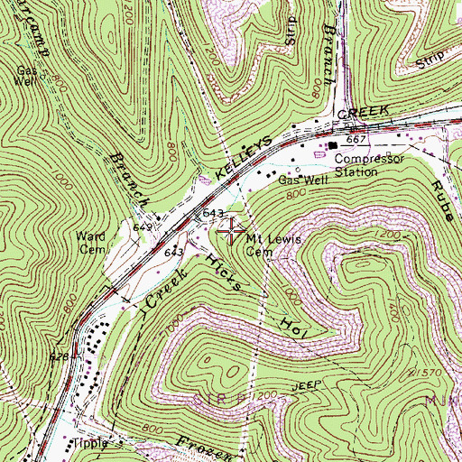 Topographic Map of Mount Lewis Cemetery, WV