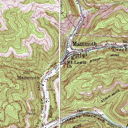 Topographic Map of Mount Lewis Church, WV