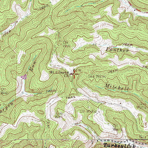 Topographic Map of Mount Liberty Church, WV