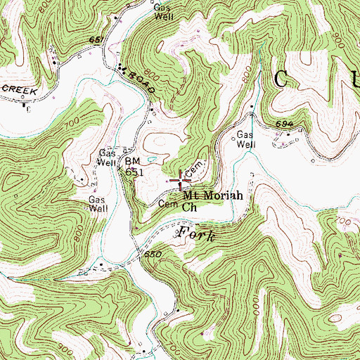 Topographic Map of Mount Moriah Church, WV