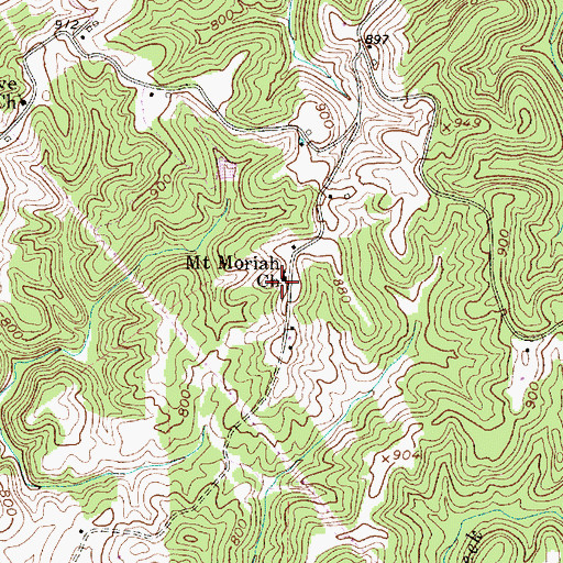 Topographic Map of Mount Moriah Church, WV