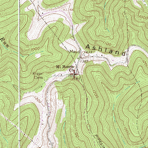 Topographic Map of Mount Morris Church, WV
