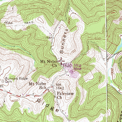 Topographic Map of Mount Nebo Church, WV