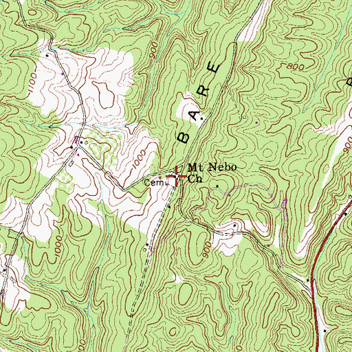 Topographic Map of Mount Nebo Church, WV