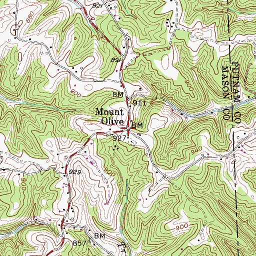 Topographic Map of Mount Olive, WV