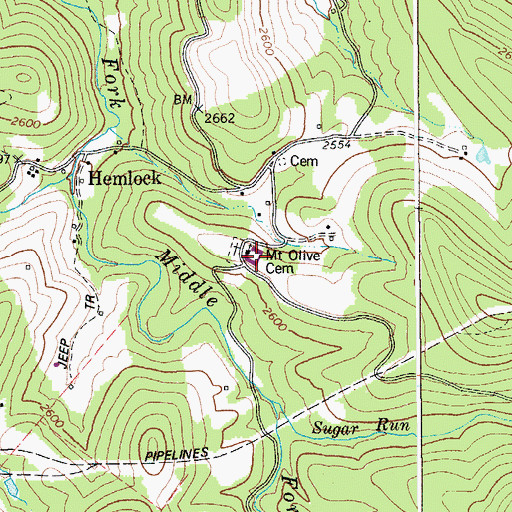 Topographic Map of Mount Olive Cemetery, WV