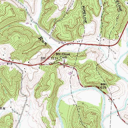 Topographic Map of Mount Olive Cemetery, WV