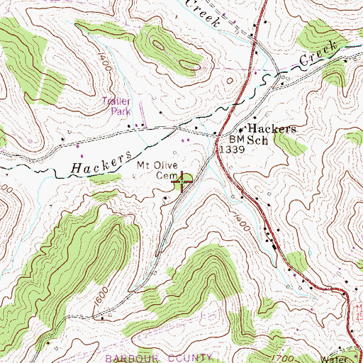 Topographic Map of Mount Olive Cemetery, WV