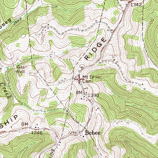 Topographic Map of Mount Olive Cemetery, WV
