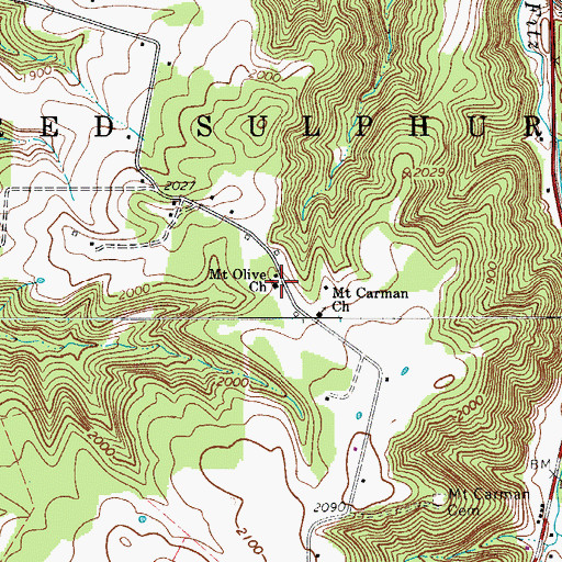 Topographic Map of Mount Olive Church, WV