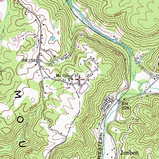 Topographic Map of Mount Olive Church, WV