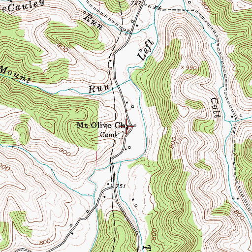 Topographic Map of Mount Olive Church, WV
