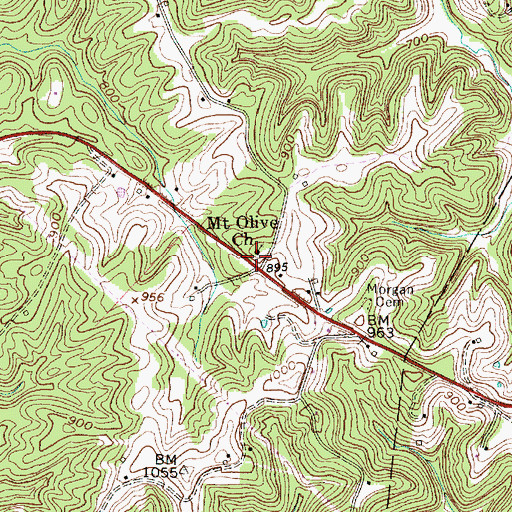 Topographic Map of Mount Olive Church, WV