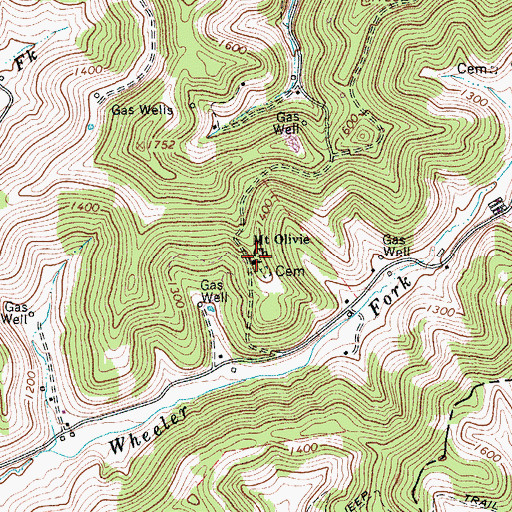 Topographic Map of Mount Olive Church, WV