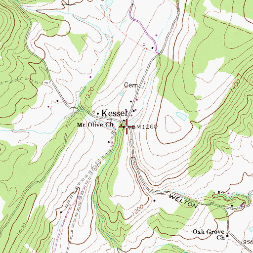 Topographic Map of Mount Olive Church, WV
