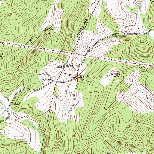 Topographic Map of Mount Olive Church, WV