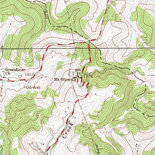 Topographic Map of Mount Olive Church, WV