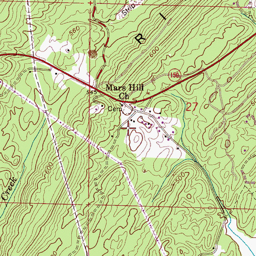 Topographic Map of Mars Hill, AL