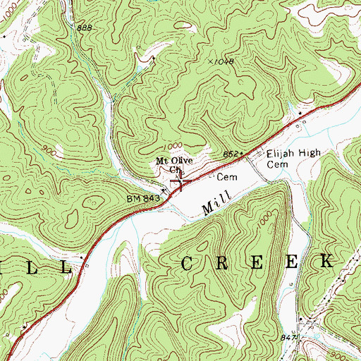 Topographic Map of Mount Olive United Methodist Church, WV