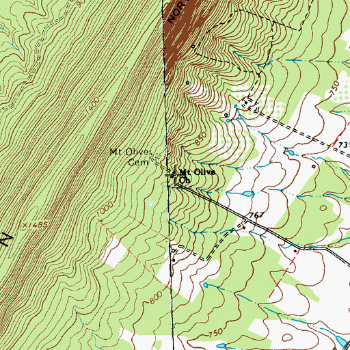 Topographic Map of Mount Olive Church, WV