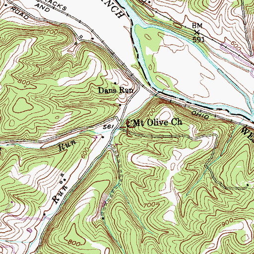 Topographic Map of Mount Olive Church, WV